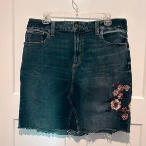 Seven7 Pink and Maroon Embroidered Jean Skirt size 14